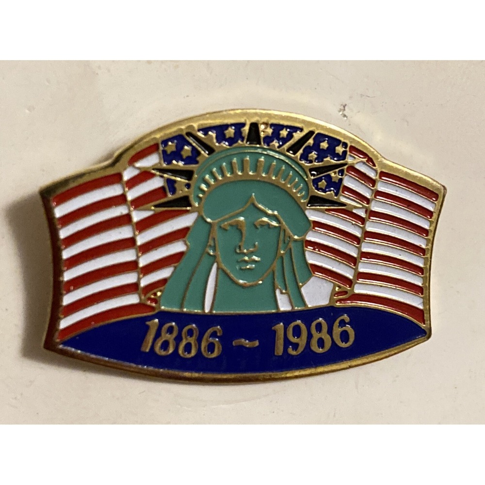 United States Flag Statue of Liberty 1886-1986 Centennial Laple Hat Jacket Pin